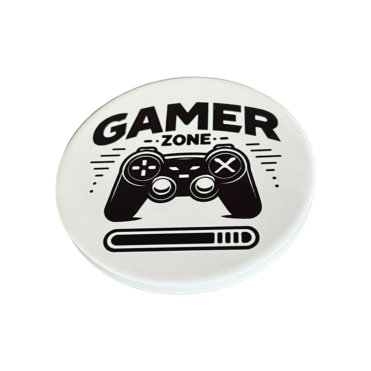 Dessous de verre rond en céramique blanc et noir à thème de jeu JenDore Gamer Zone Controller