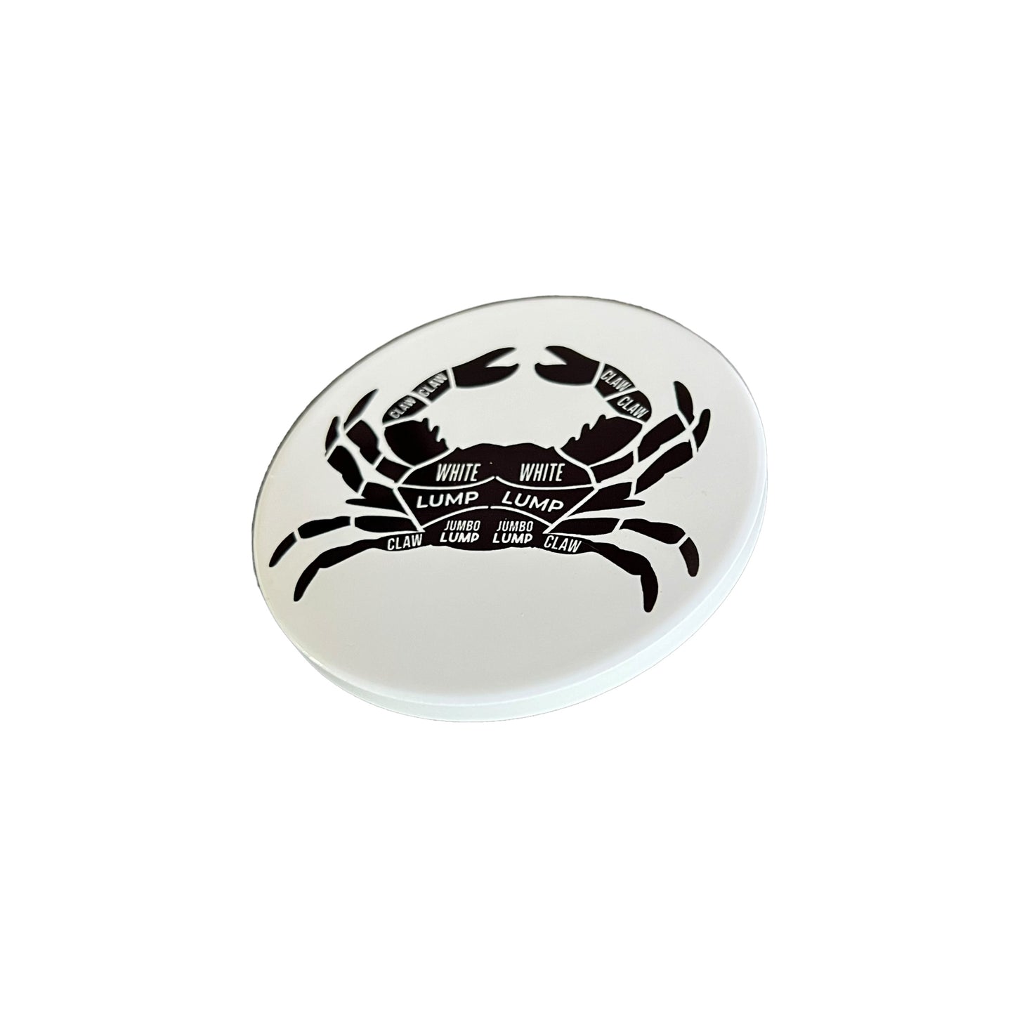 JenDore Black and White Crab Butcher Diagram Round Ceramic Coaster