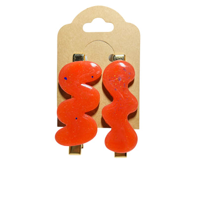 JenDore Hair Clips - Handmade Coral Gold (Set of 2)