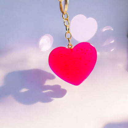 JenDore Handmade Neon Pink Heart Keychain