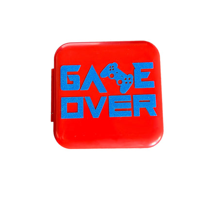 JenDore Game Over Game Card Case: 12 Slot Red & Blue Storage for Nintendo Switch Cartridges