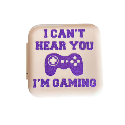 JenDore Glitter Puple " I Can't Hear You I'm Gaming" 12 Slot Pink Game Card Case for Nintendo Switch Cartridges