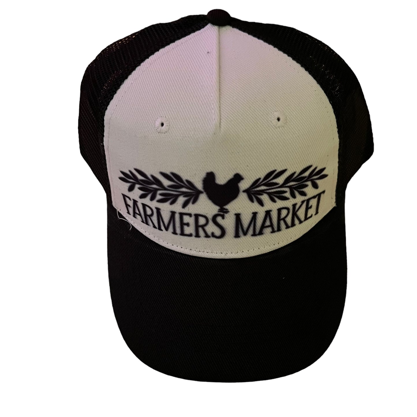 JenDore Farmer's Market Black White Trucker Hat Cap