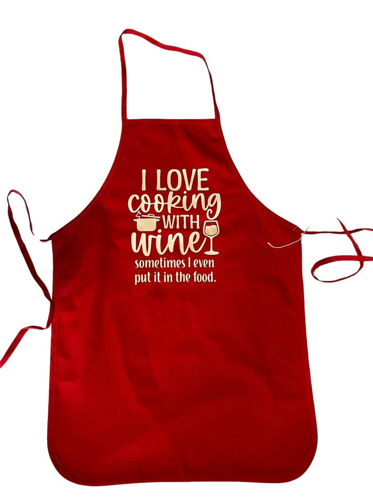 JenDore I Love Cooking with Wine Sometimes I Even Put It in the Food Red One Size Funny Cooking Kitchen Apron