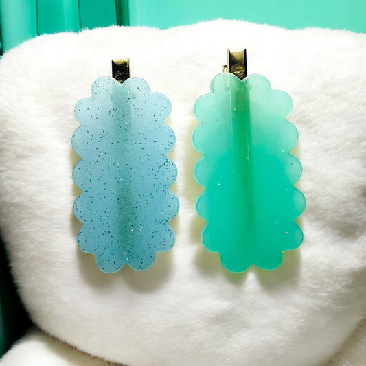 JenDore® Hair Blue & Green Clouds Clips | Stylish Hair Accessories for a Dreamy Look