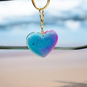 JenDore Handmade Galaxy Pink Purple Heart Keychain