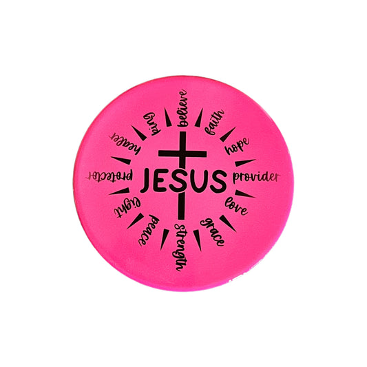 JenDore Jesus is All Pink Round Ceramic Coaster