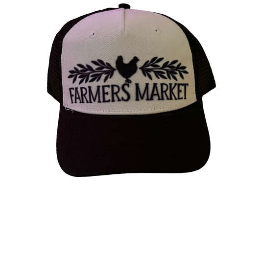 JenDore Farmer's Market Black White Trucker Hat Cap