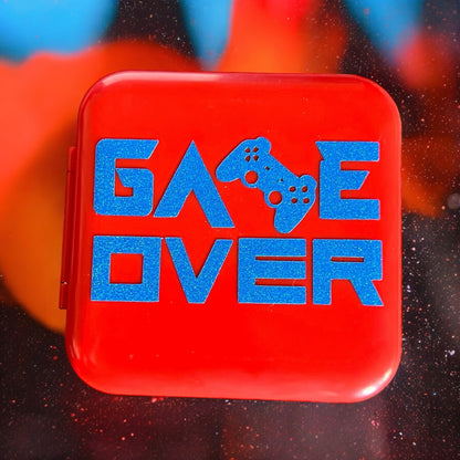 JenDore Game Over Game Card Case: 12 Slot Red & Blue Storage for Nintendo Switch Cartridges