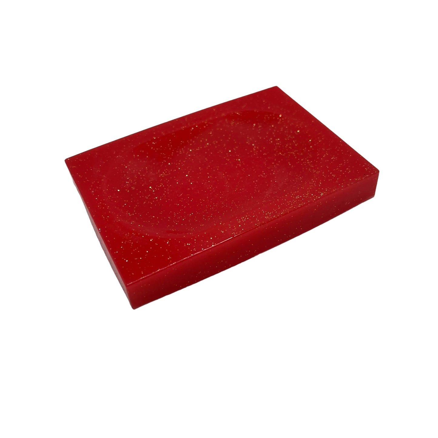 JenDore Handmade Red Glitter Gold Soap Dish