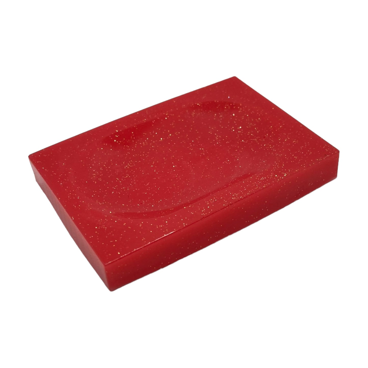 JenDore Handmade Red Glitter Gold Soap Dish