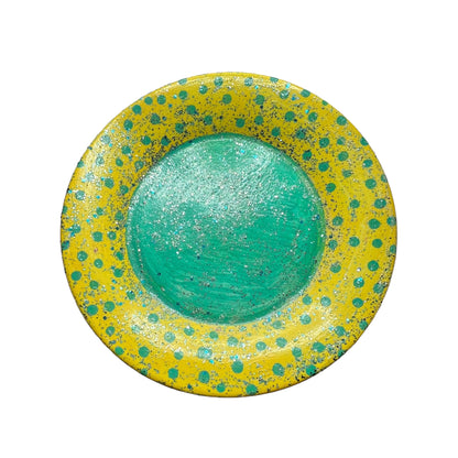 JenDore Handmade Fun Pop Dots Vanity Plate – Yellow & Green