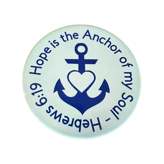 JenDore " Hope is the Anchor of my Soul" Mint Green Navy Blue Round Ceramic Coaster