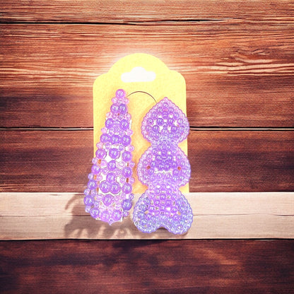 JenDore Hair Clips - Handmade Purple (Set of 2)