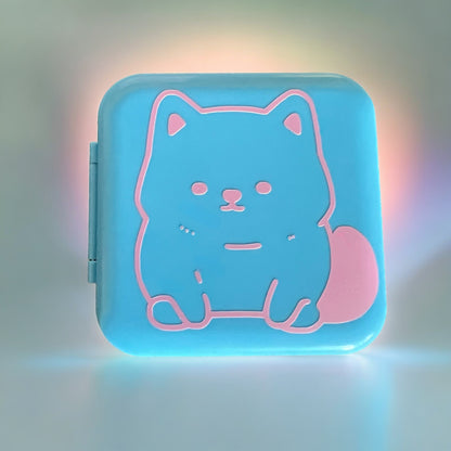 JenDore Pink Dog 12 Slot LIght Blue Game Card Case for Nintendo Switch Cartridges