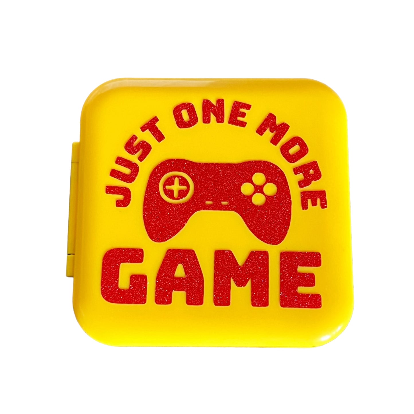 JenDore "Just One More Game" Controller  Game Card Case: 12 Slot Red & Yellow Storage for Nintendo Switch Cartridges