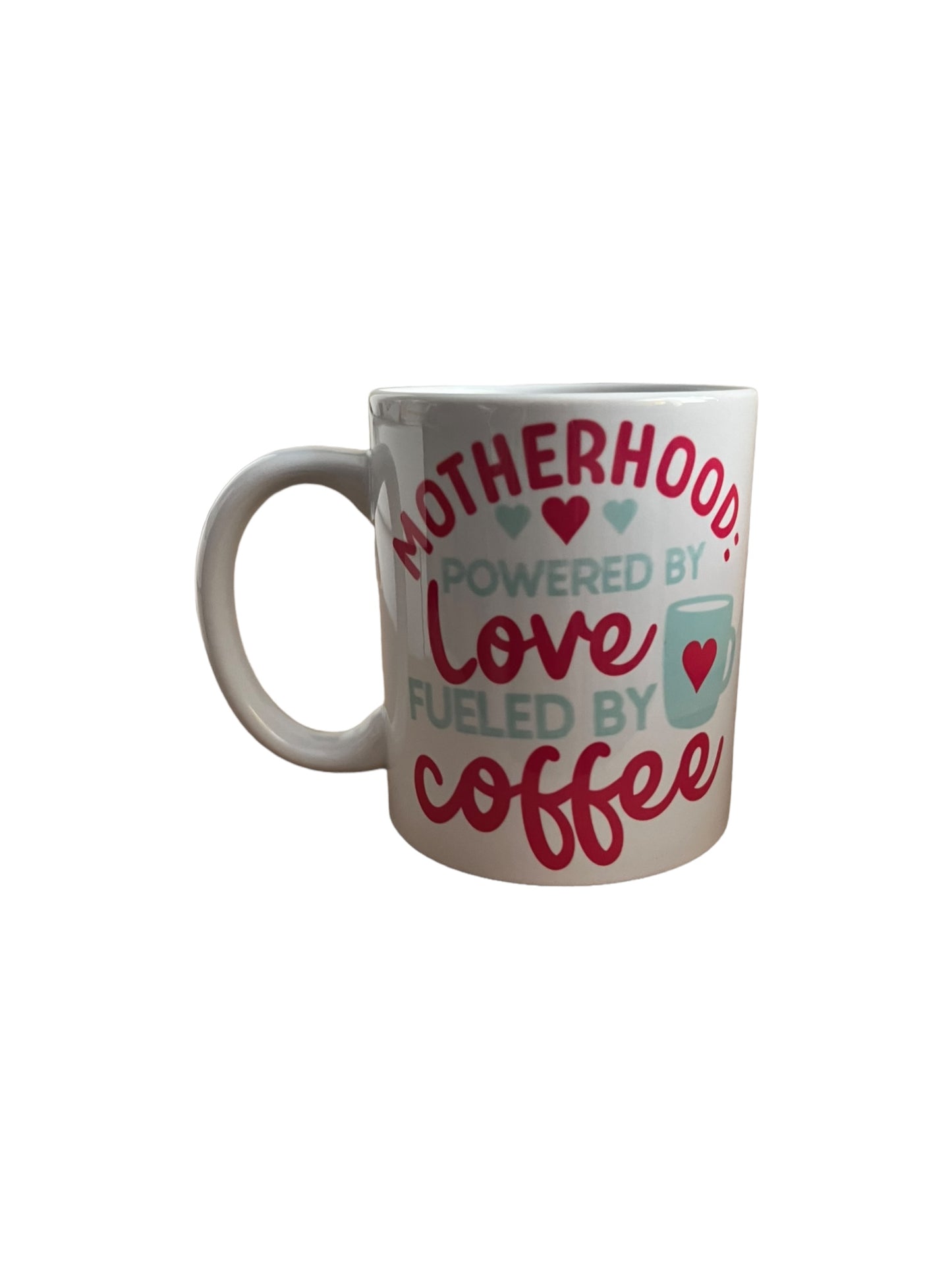 JenDore Motherhood Powered by Love Fueled by Coffee 12 oz. Ceramic Mug