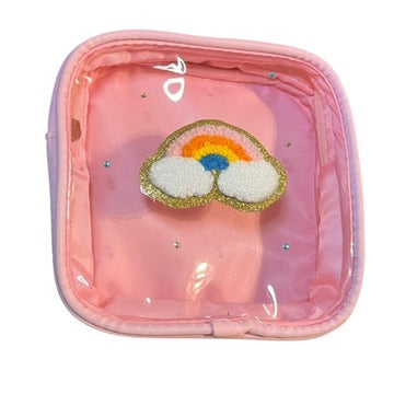 JenDore Rainbow Pink Transparent Travel Cosmetic Bag