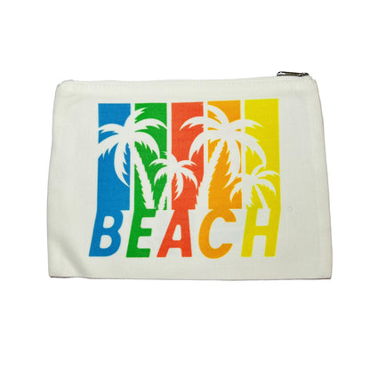 JenDore Tropical Beach 9"x 6" Linen Cosmetic Makeup Travel Bag