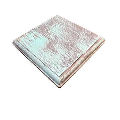 JenDore Gray Mint Green Square Wood Riser for Figurines, Candles, Vases