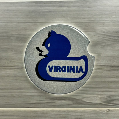 JenDore "Virginia" Blue Gray Rubber Duck Handmade Ceramic Car Coaster