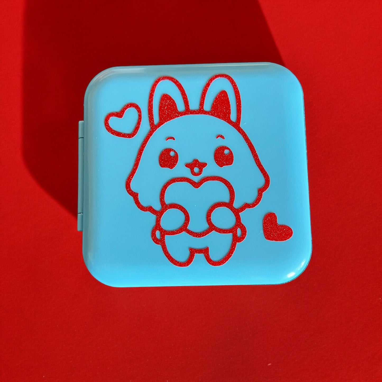 JenDore Love Bunny Game Card Case: 12 Slot Blue & Red Storage for Nintendo Switch Cartridges