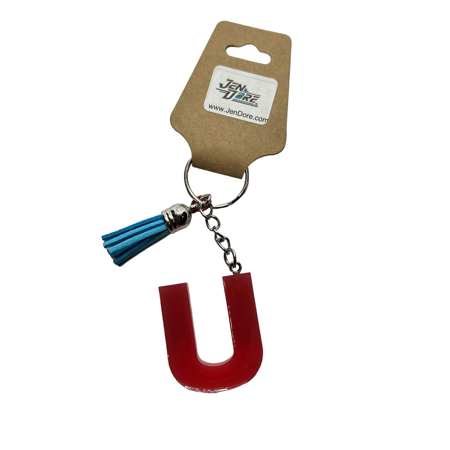 JenDore Red Letter U Glitter Keychain – Your Initial, Your Style