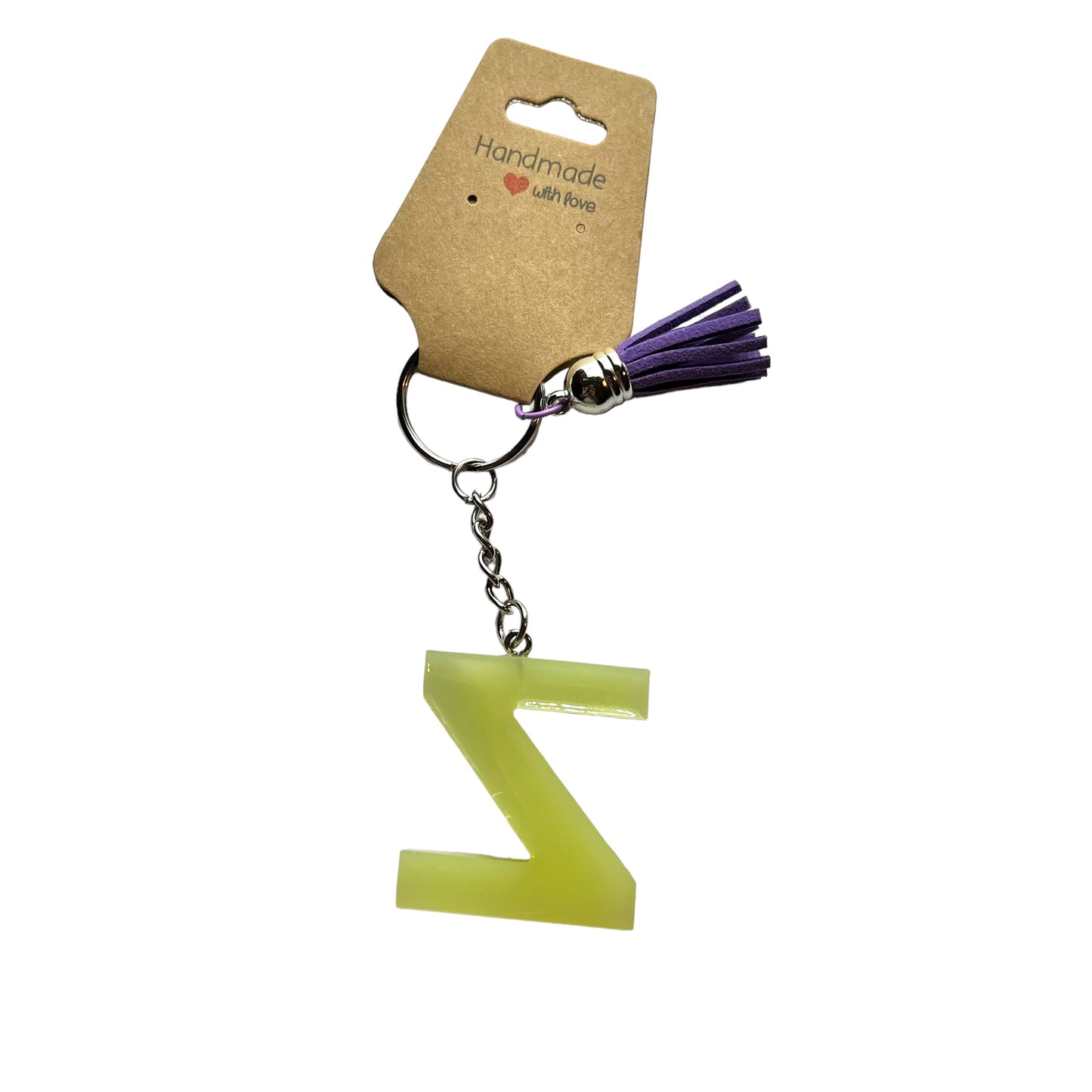 JenDore Yellow Letter Z Glitter Keychain – Your Initial, Your Style