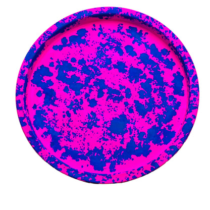 JenDore Handmade Hot Pink & Blue Splatter Chaos Circular Ceramic Vanity Tray