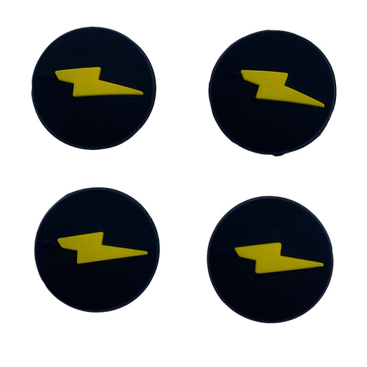 JenDore Yellow Black Cartoon Anime Thunderbolt Lightning 4Pcs Silicone Thumb Grip Caps for Nintendo Switch