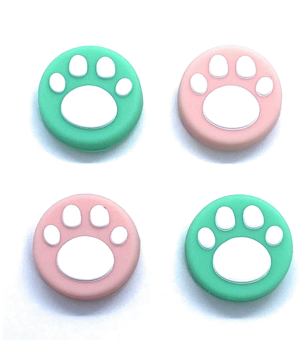 Jendore Pink &amp; Green Paws 4 pcs Capuchons de poignée en silicone pour Nintendo Switch / NS Lite