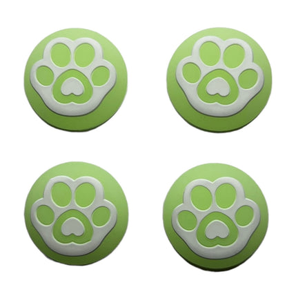 JenDore Green White Glow in the Dark Paws 4Pcs Capuchons de poignée en silicone pour manette Nintendo Switch Pro, PS5, PS4 et Xbox 360