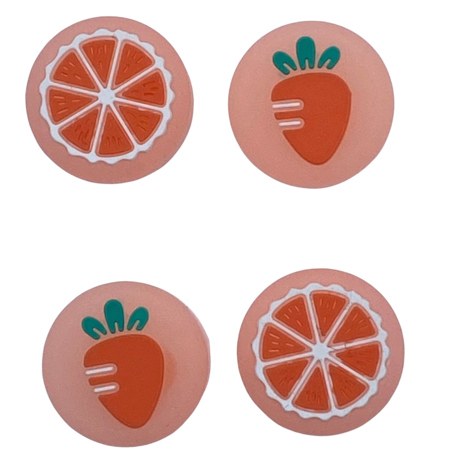 JenDore Jelly Orange Zanahorias Frutas 4 Piezas Tapas de Silicona para Agarre del Pulgar para Nintendo Switch