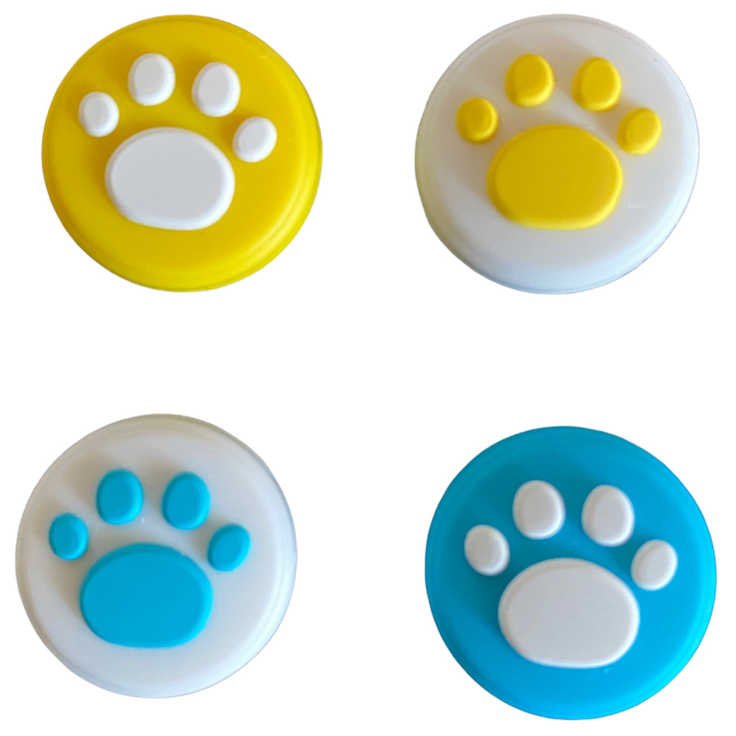 Jendore Bleu et Jaune 4Pcs Paw Silicone Thumb Grip Caps pour Nintendo Switch / NS Lite