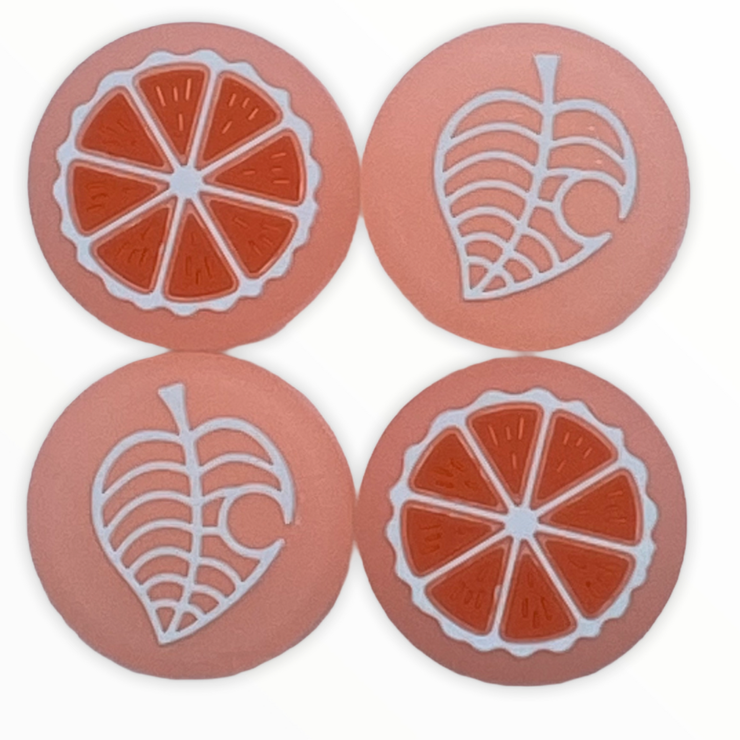 JenDore Jelly Orange 4Pcs Leaf Fruit Silicone Thumb Grip Caps for Nintendo Switch