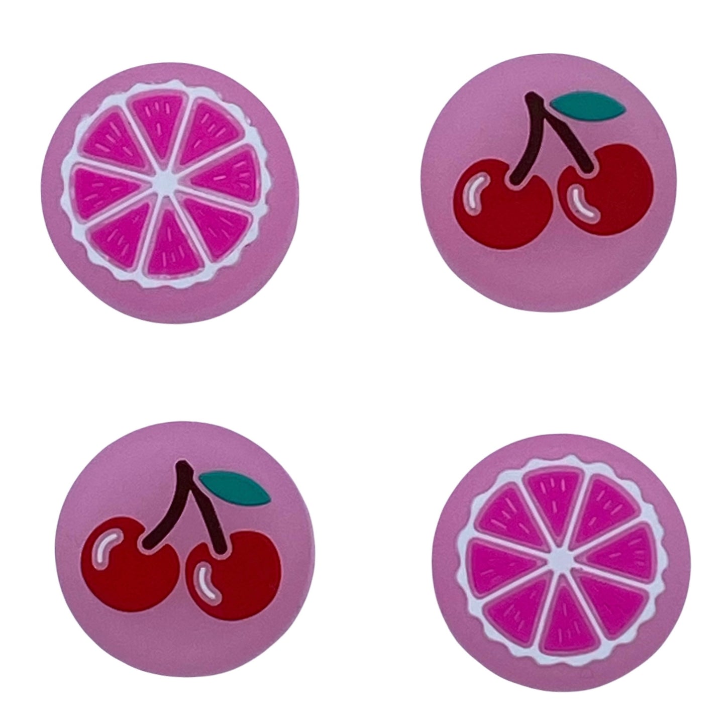 JenDore Jelly Pink Cherries Fruit 4 tapas de silicona para agarre de pulgar para Nintendo Switch