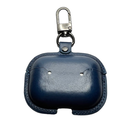 JenDore Blue Leather Button Protective Carrying Pouch Case Cover with Keychain for AirPods Pro