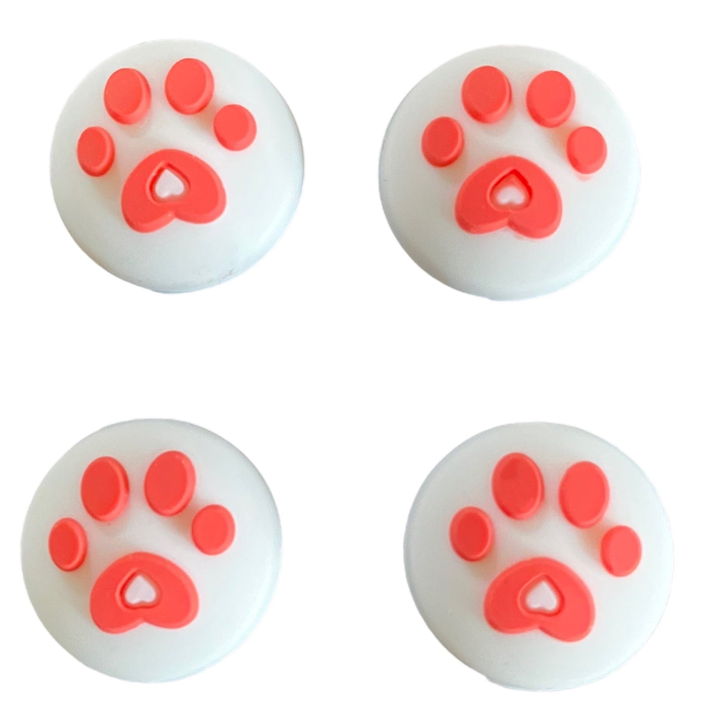 Jendore Rouge et Blanc 4Pcs Paw Silicone Thumb Grip Caps pour Nintendo Switch