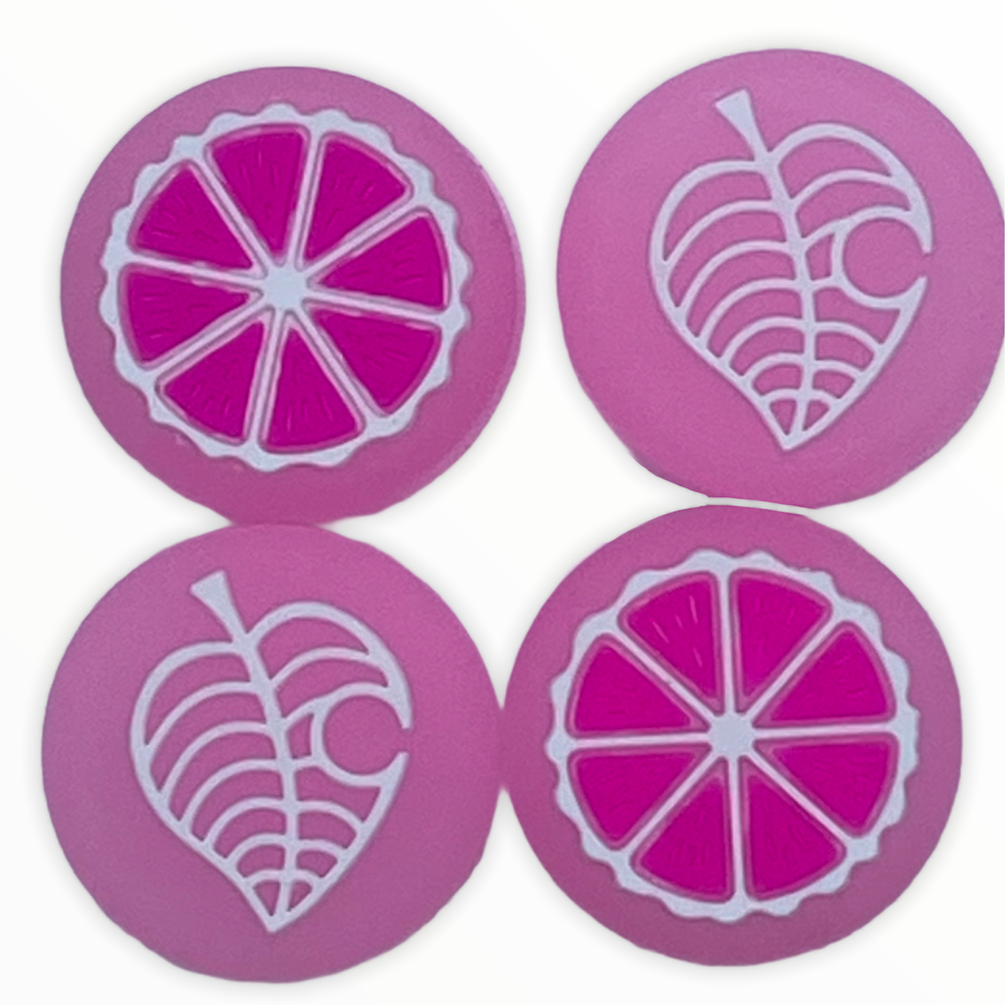 Jendore Jelly Pink 4Pcs Capuchons de poignée en Silicone pour Fruits et Feuilles pour Nintendo Switch