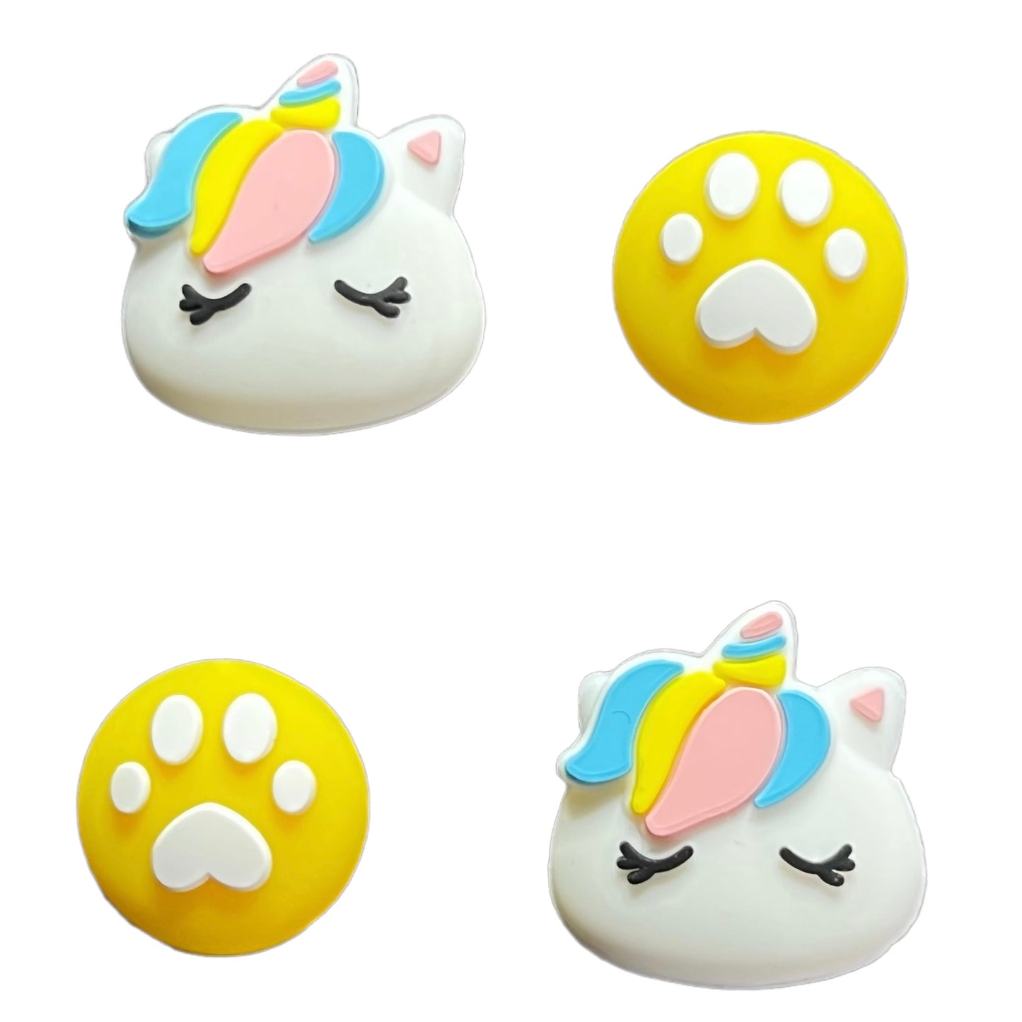 JenDore Unicorn Yellow Paws 4Pcs Silicone Thumb Grip Caps for Nintendo Switch