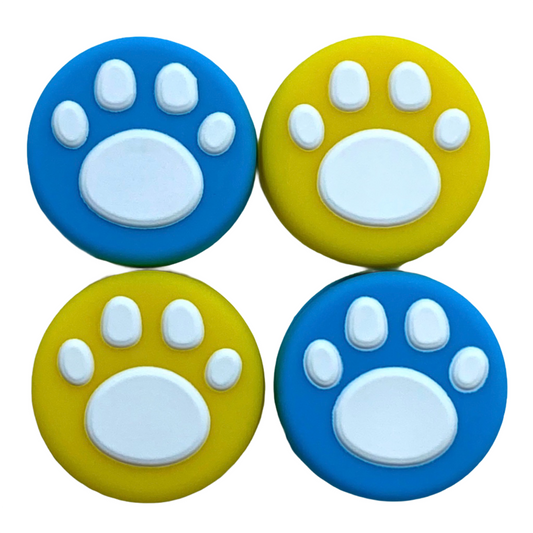 Jendore Bleu et Jaune 4Pcs Paw Silicone Thumb Grip Caps pour Nintendo Switch