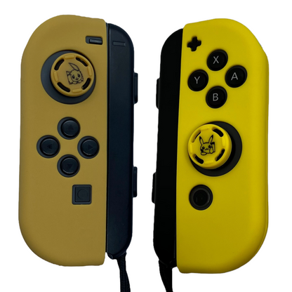 Jendore Tan Marron et Jaune Silicone Nintendo Switch Joy-con Housses de Protection avec Poignées de Pouce de Dessin Animé Anime