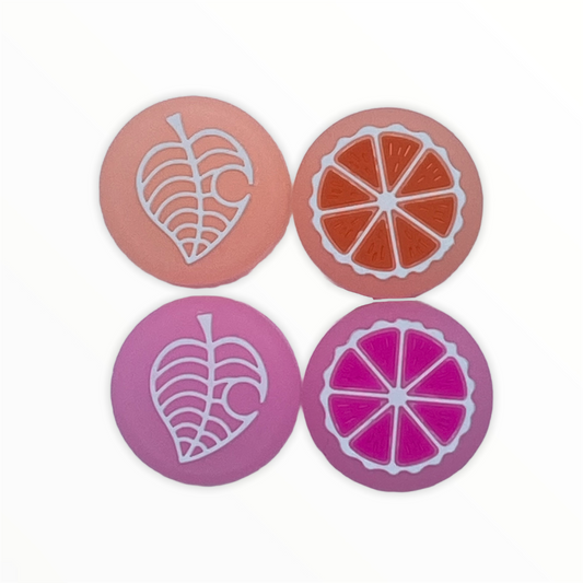 Jendore Jelly Orange &amp; Rose 4Pcs Feuille Fruit Silicone Thumb Grip Caps pour Nintendo Switch