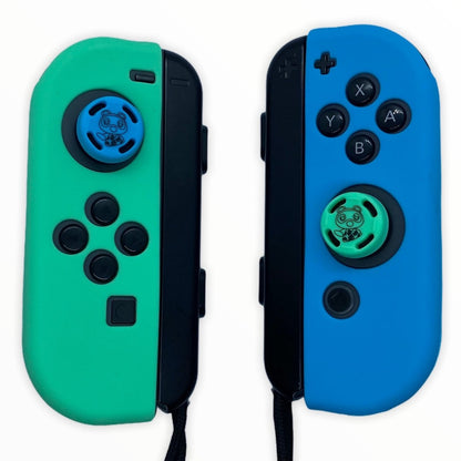 JenDore Blue Green #2 Silicone Nintendo Switch Joy-con Protective Shell Covers & Thumb Grips Set