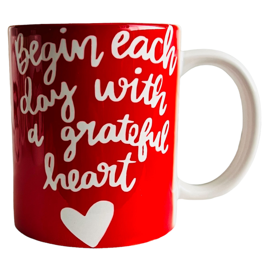 JenDore "Comience cada día con un corazón agradecido" 12 oz. Taza de té y café