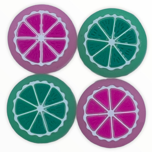 JenDore Jelly Pink &amp; Green Fruit 4 tapas de silicona para agarre de pulgar para Nintendo Switch