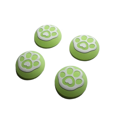 JenDore Green White Glow in the Dark Paws 4Pcs Capuchons de poignée en silicone pour manette Nintendo Switch Pro, PS5, PS4 et Xbox 360