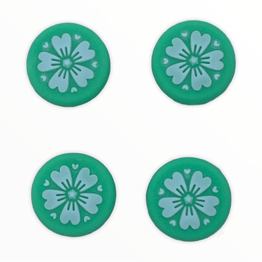 JenDore Green Sakura Flowers 4 tapas de silicona para agarre de pulgar para Nintendo Switch