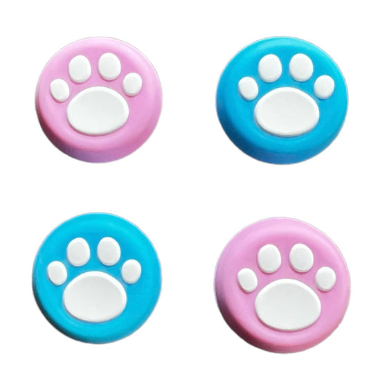 Jendore Pink Blue Paws 4Pcs Capuchons de poignée en silicone pour manette Nintendo Switch Pro, PS5, PS4 et Xbox 360