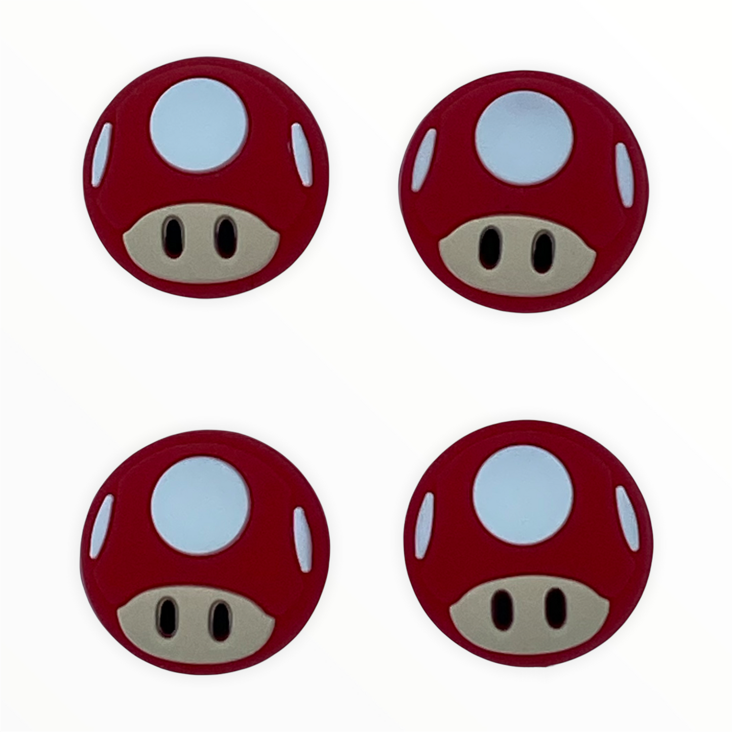 Jendore Lot de 4 capuchons de poignée en silicone en forme de champignon rouge et blanc pour Nintendo Switch et NS Lite